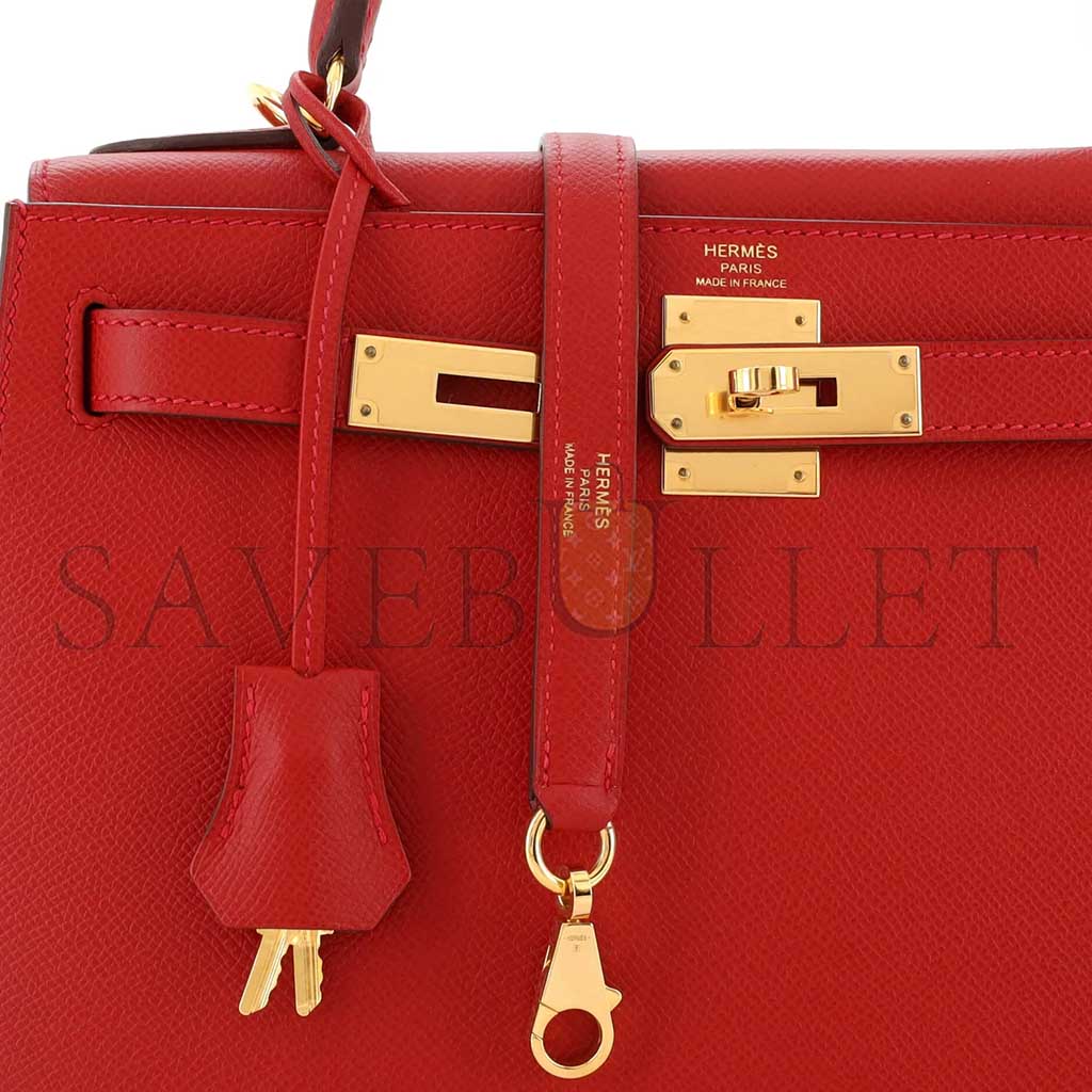 HERMÈS MASTER KELLY HANDBAG ROUGE VIF EPSOM WITH GOLD HARDWARE 28 (28*22*10cm)